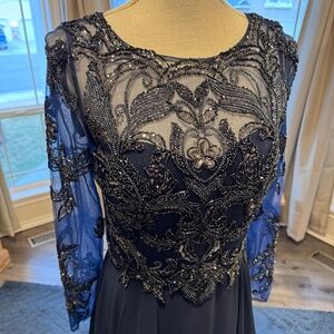 Xcape Navy Blue Beaded Dress